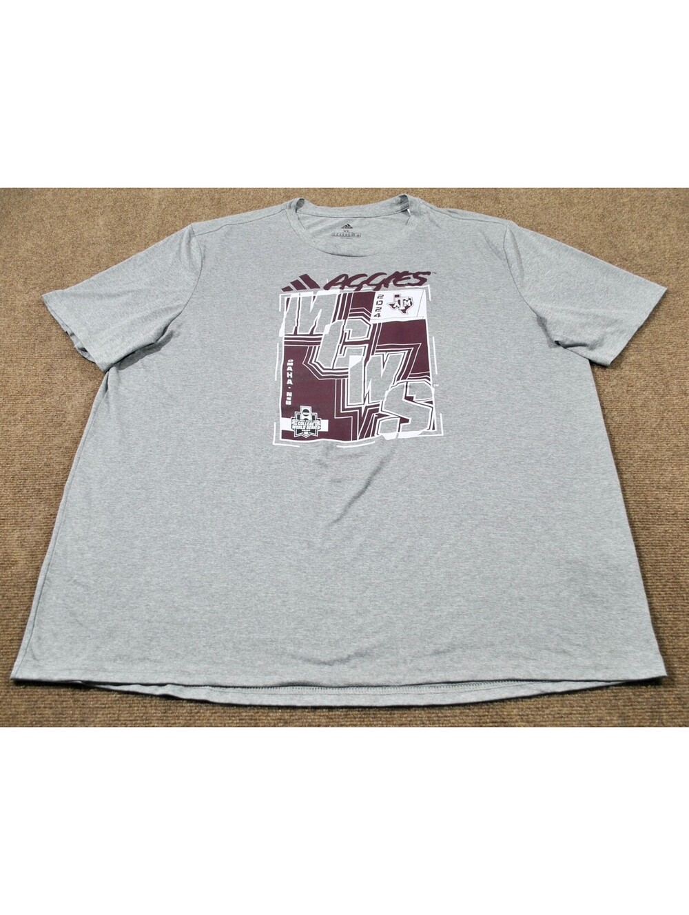 Texas A&M Aggies NCAA Baseball Adidas College World Series Gray Shirt X-Large